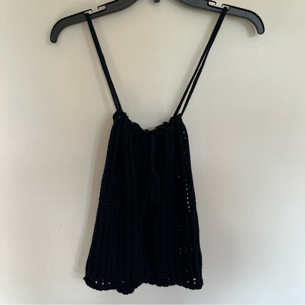 Women’s Delilah Open Knit Crochet Tank Top Black Size‎ Small/Medium Festival
